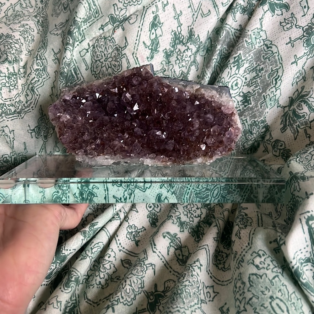 Amethyst on glass stand